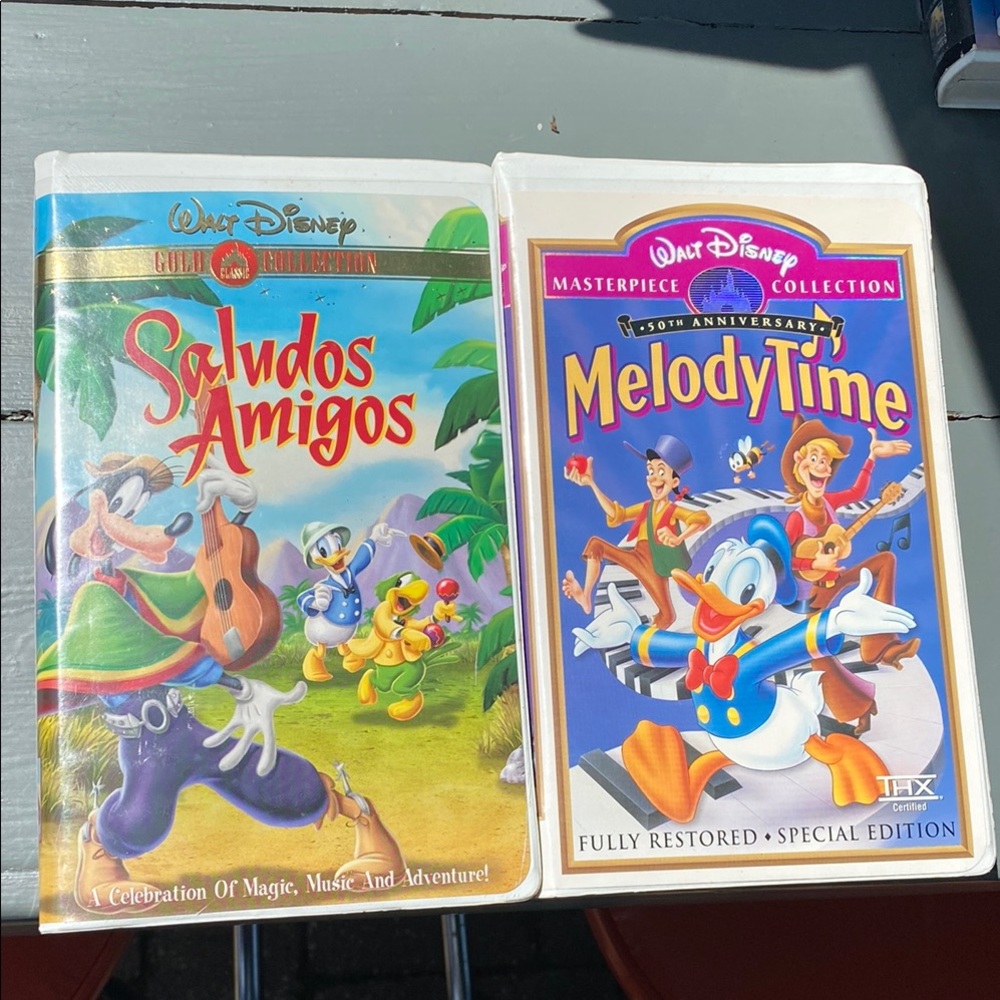 Disney Saludos Amigos and Melody Time VHS Set